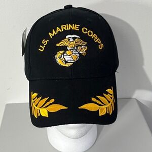 Unbranded US Marine Corps Hat Mens OSFM Black Embroidered USMC Military Cap